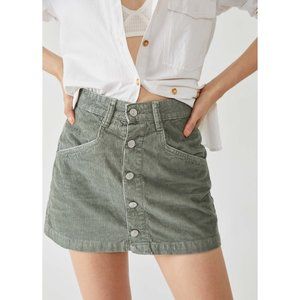 Free People Ray Cord Mini Skirt / Washed Army